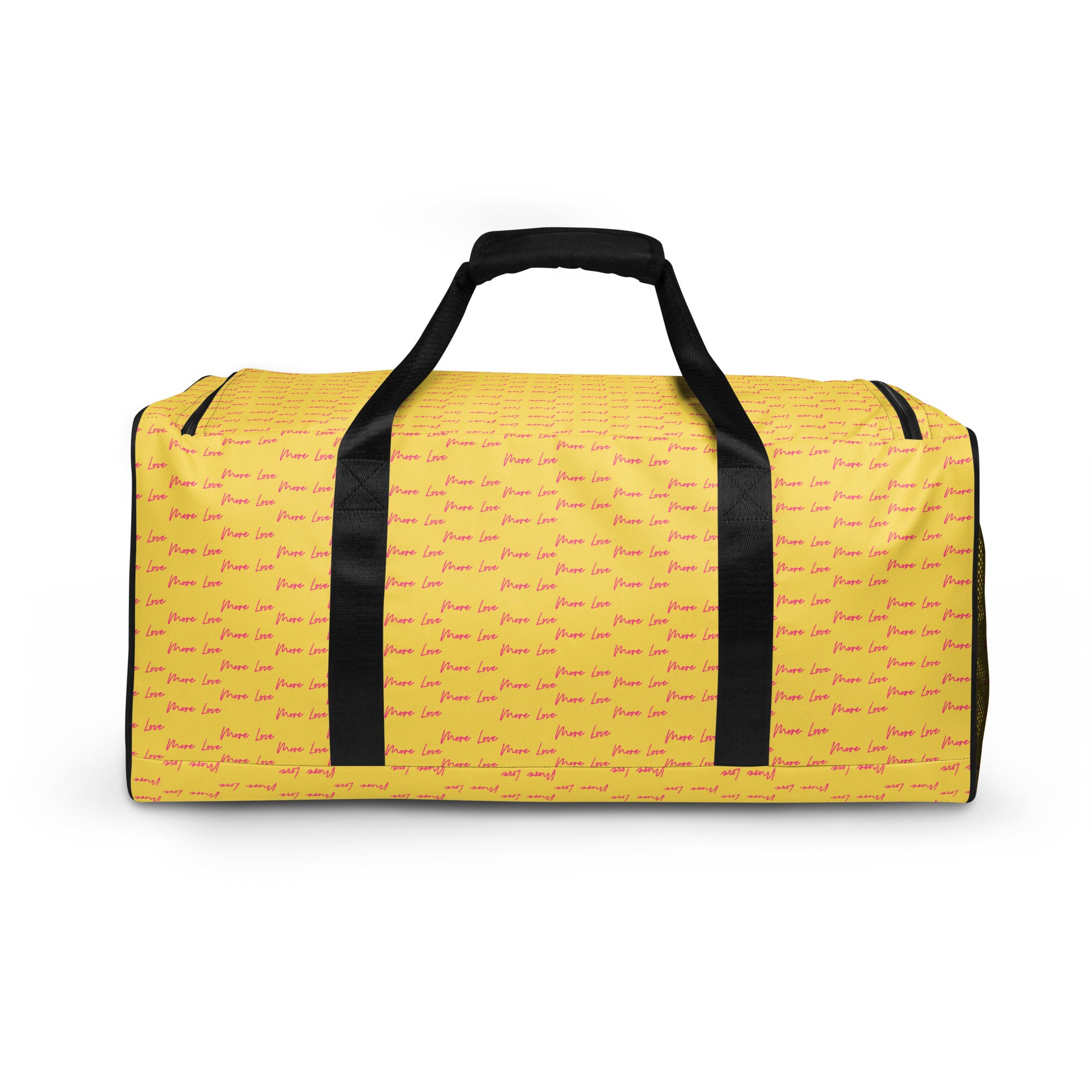 Pacifica Solar Butter all-over-print duffle bag by Daemon Luxury, white with colorful solar-themed design.