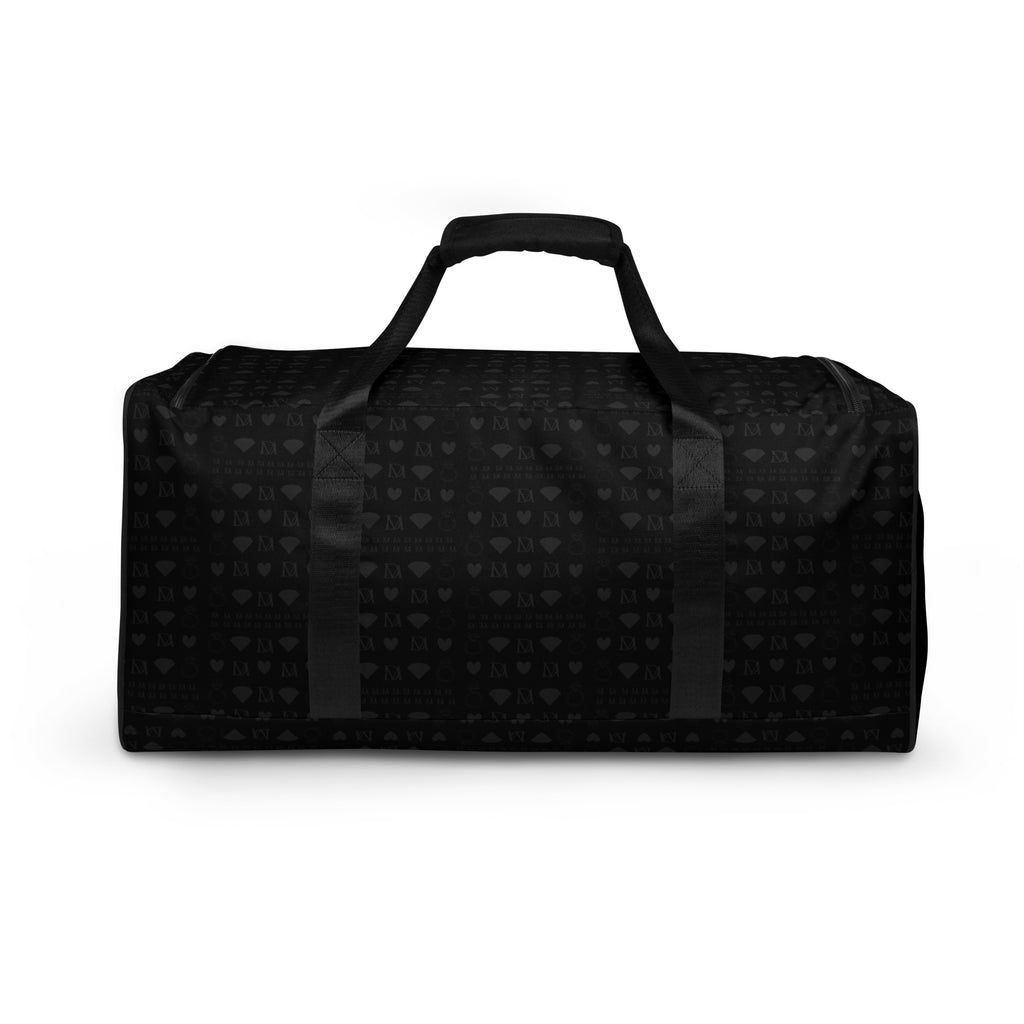 White all-over print duffle bag featuring frosted diamond platinum design by Daemon Luxury.