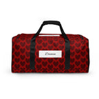Heartfelt white label Borsone duffle bag by Daemon Luxury with all-over print and white back, stylish and spacious travel bag