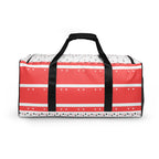 Daemon Luxury SACHI BANS Artica Blizzard duffle bag with all-over white print and sturdy handles for travel and storage.