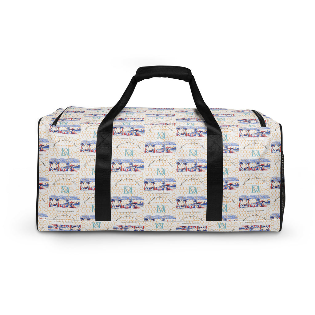 All-over print Honeybee Intel forecast duffle bag by Daemon Luxury with white back and spacious design.
