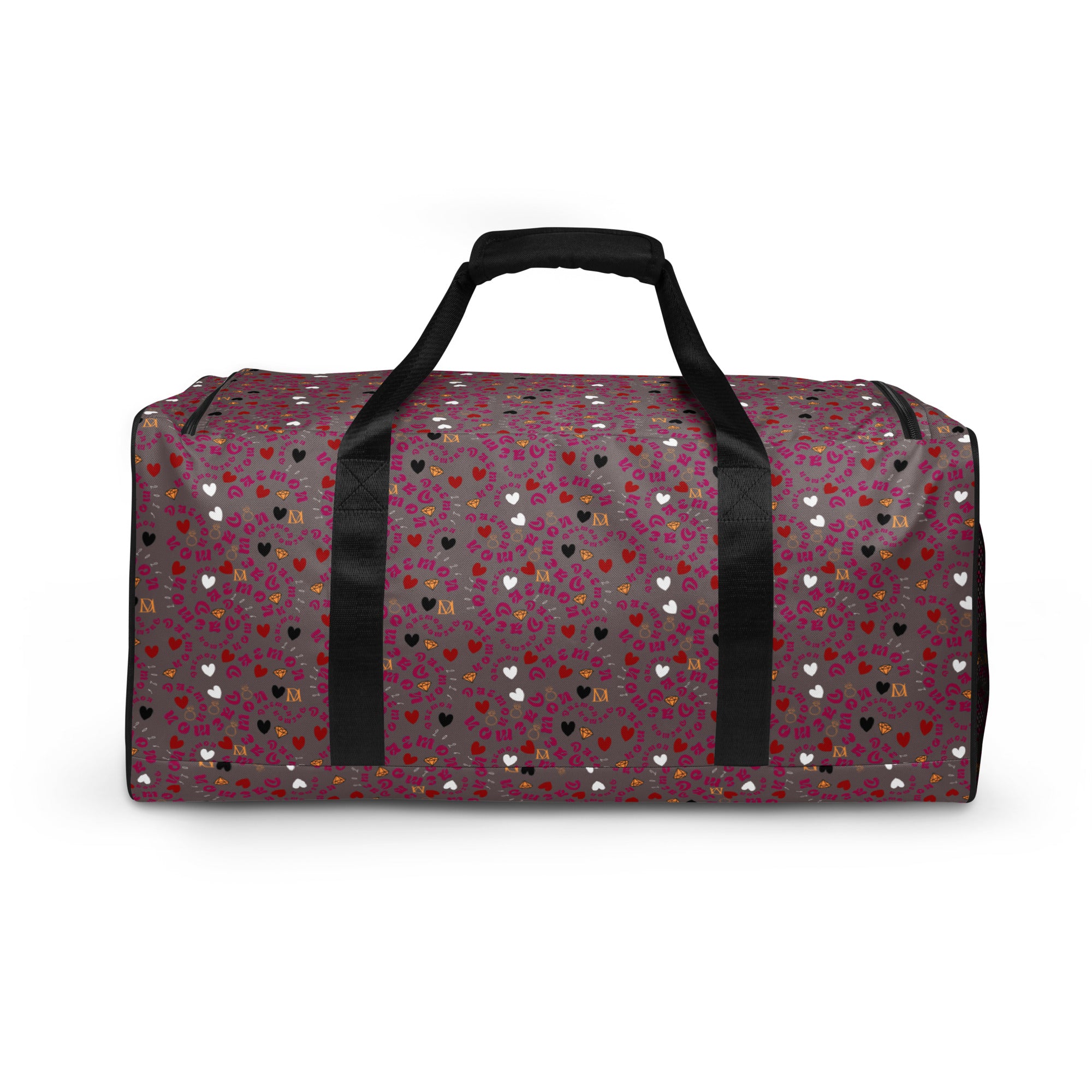 Daemon Luxury Carnival Bay Picasso Mirrors Borsone duffle bag with all-over white print, designed for stylish travel and storage.