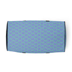 Daemon Luxury Pacifica Illusion Oceanic Hologram duffle bag with all-over white print, designed for travel and everyday use.
