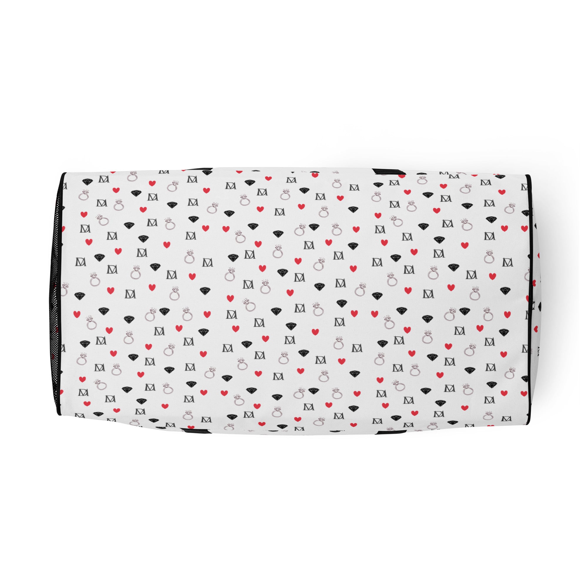 Speckled Diamonds Artica Blizzard Borsone duffle bag by Daemon Luxury with all-over white and black speckled pattern.