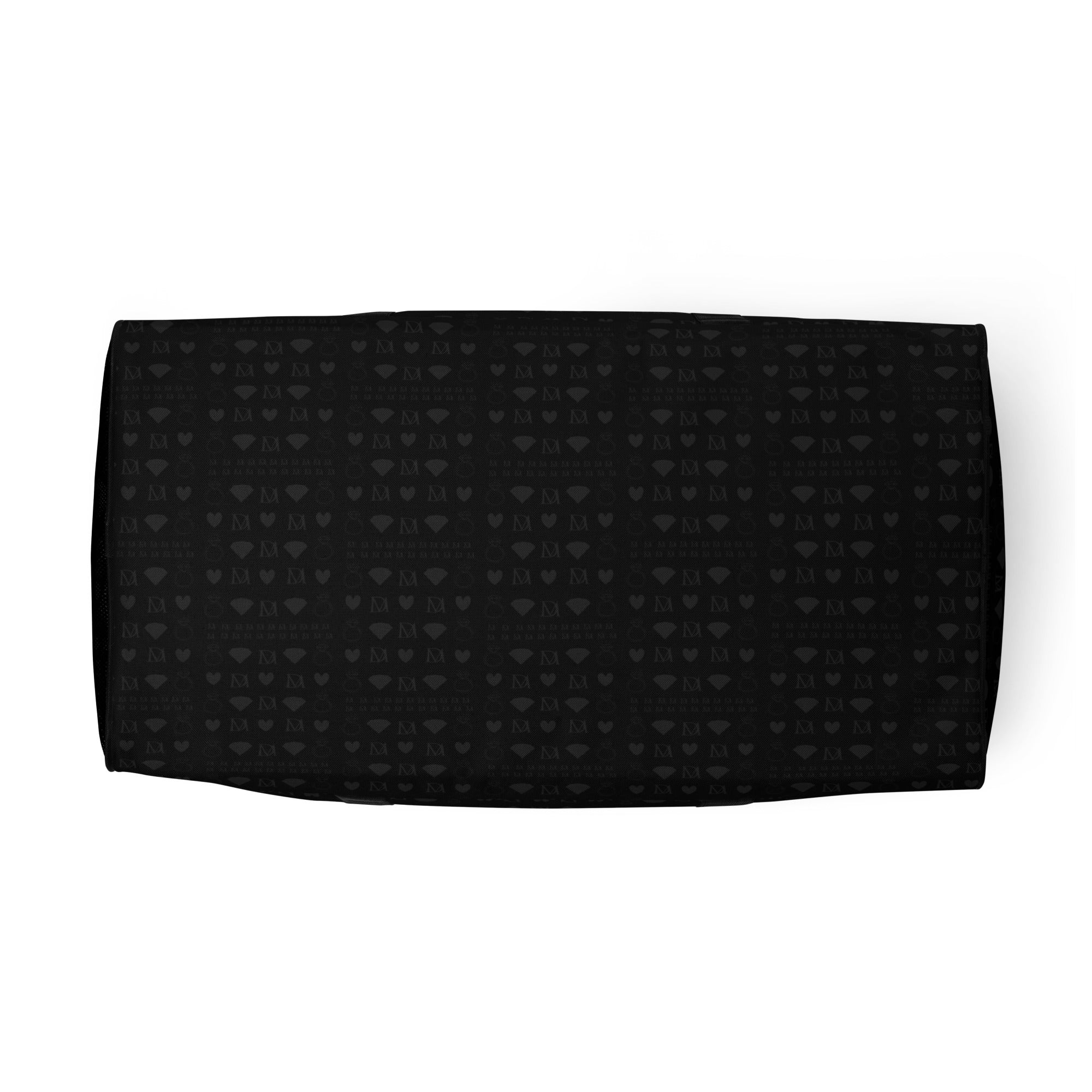 Daemon Luxury Frosted Diamonds platinum duffle bag with all-over white print and durable design for travel and everyday use.