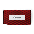 White all-over-print Daemon Luxury Heartfelt Borsone duffle bag with white bottom, stylish and spacious for travel or gym use.