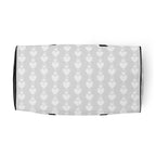 Daemon Luxury Frosted Heartfelt sunless design all-over print duffle bag with white bottom, featuring a stylish, modern look.