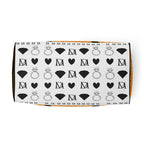 Heartfelt Artica Blizzard duffle bag by Daemon Luxury with all-over white and colorful lucciole design and sturdy handles.