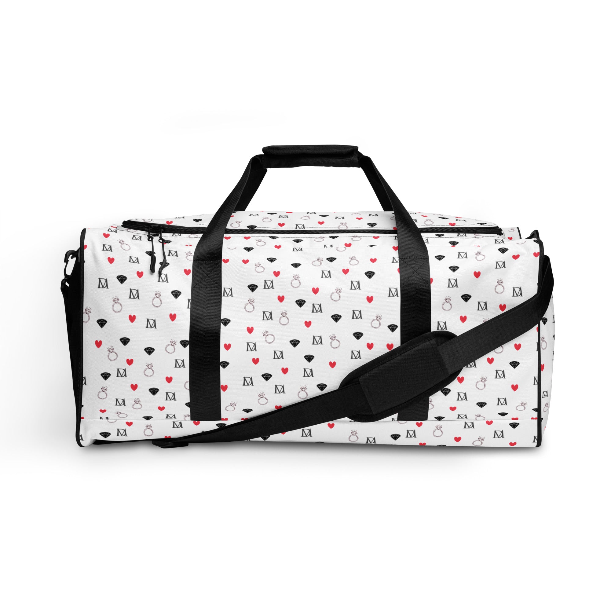 Daemon Luxury Speckled Diamonds Artica Blizzard Borsone duffle bag with all-over white and black speckled diamond pattern.