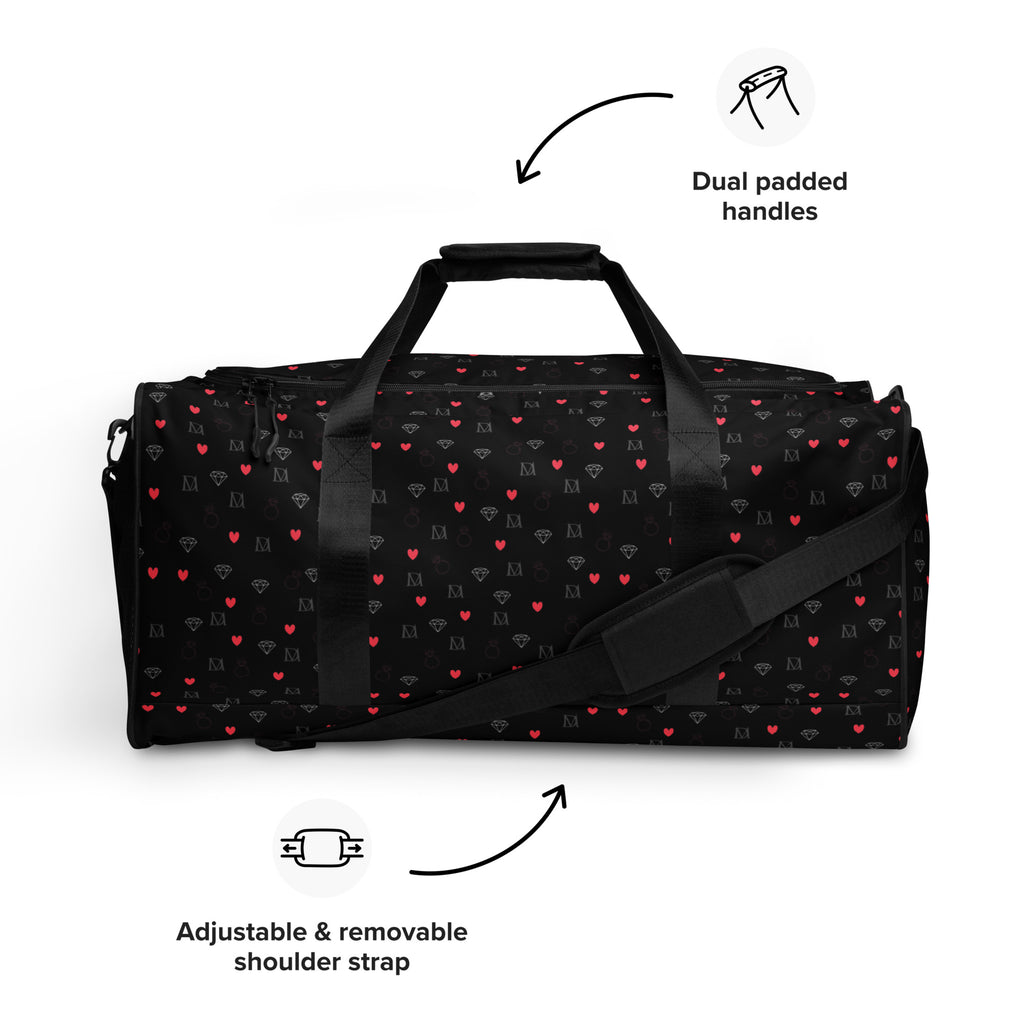 Daemon Luxury Speckled Diamonds NEMESIS Borsone duffle bag with white all-over print and bold diamond pattern design.