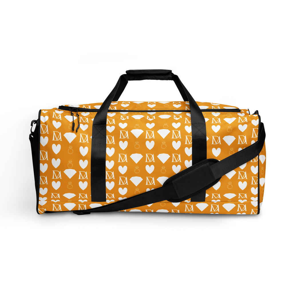 White duffle bag with all-over frosted diamond pattern from Daemon Luxury's Tarmin Honeybees collection.