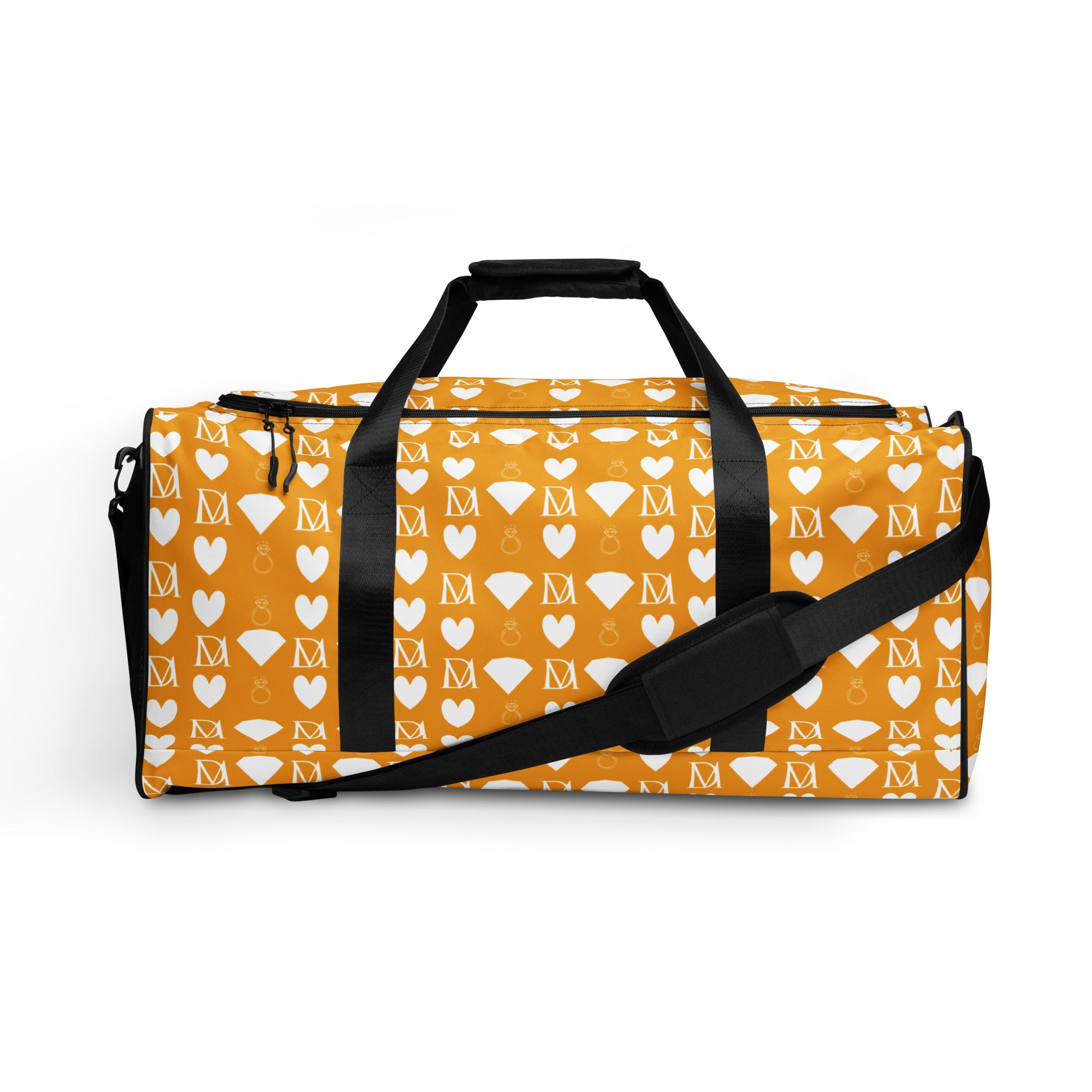 White duffle bag with all-over frosted diamond pattern from Daemon Luxury's Tarmin Honeybees collection.
