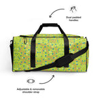 Daemon Luxury Picasso Mirrors Seven Seas Ave Borsone duffle bag with all-over white print, showcasing spacious travel storage and stylish design.