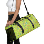 Daemon Luxury Picasso Mirrors Borsone duffle bag with all-over white print, featuring artistic design and spacious storage for travel.