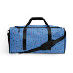 White all-over print duffle bag featuring speckled diamond pattern by Daemon Luxury, Minno Harbor design.