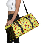 Daemon Luxury Foreigners Luv Solar Butter all-over-print duffle bag in white, showcasing vibrant design and durable fabric.