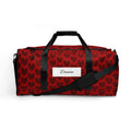 White Daemon Luxury Heartfelt Borsone duffle bag with all-over print and sturdy handles, designed for travel and storage.