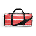 White all-over-print SACHI BANS Artica Blizzard duffle bag by Daemon Luxury with sturdy handles and spacious design.