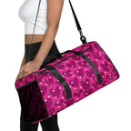 Daemon Luxury Heartfelt STF Little Magenta borsone duffle bag with all-over pink and white print, front view showing design details.