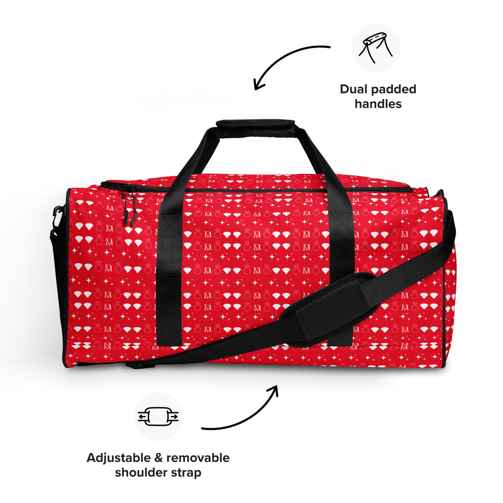 Frosted Diamonds Venus all-over-print duffle bag in white with geometric diamond design by Daemon Luxury.