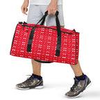 White Daemon Luxury Frosted Diamonds Venus duffle bag with all-over print and sturdy carry handles.