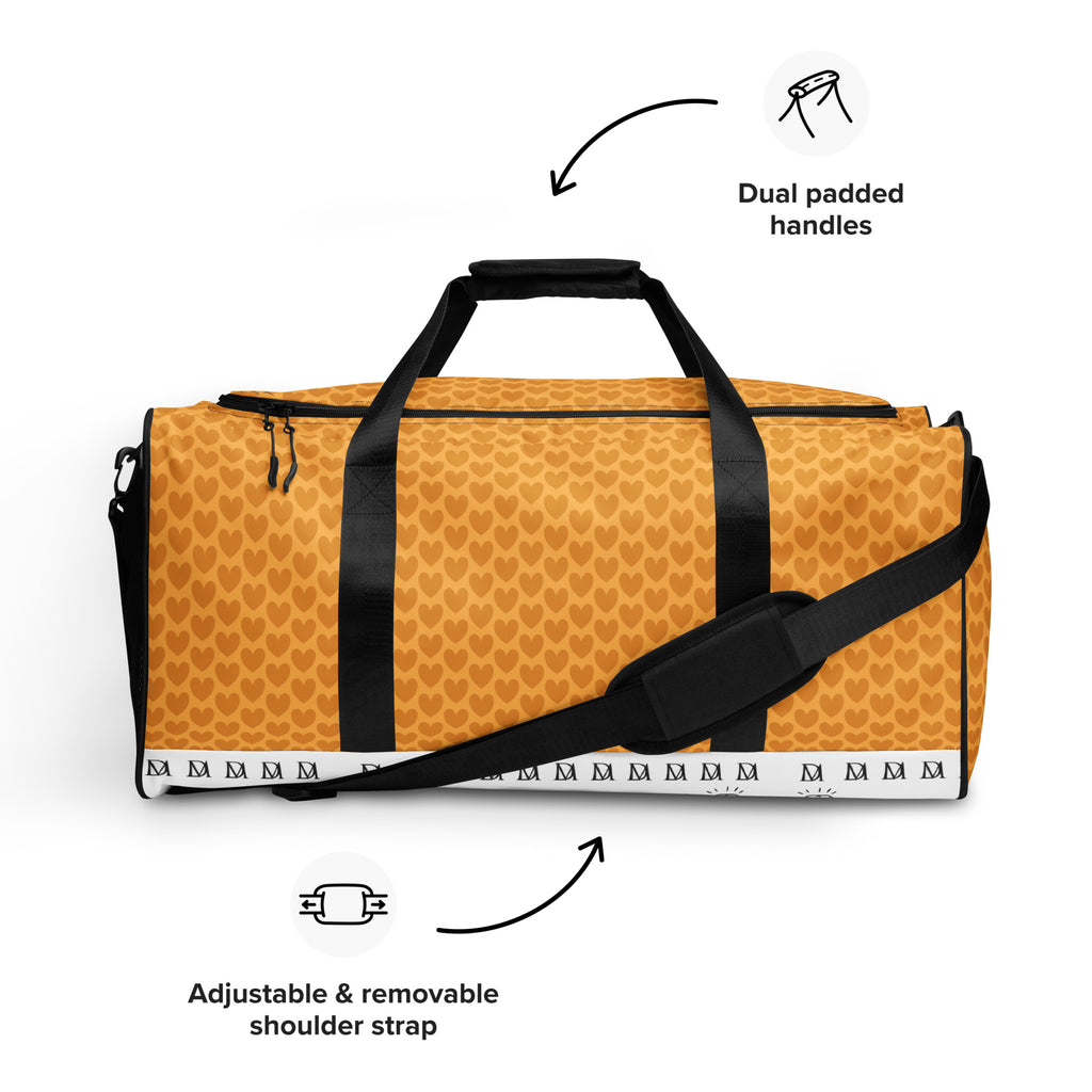 White Heartfelt Artica Blizzard duffle bag by Daemon Luxury with all-over-print design featuring lucciole falo pattern.