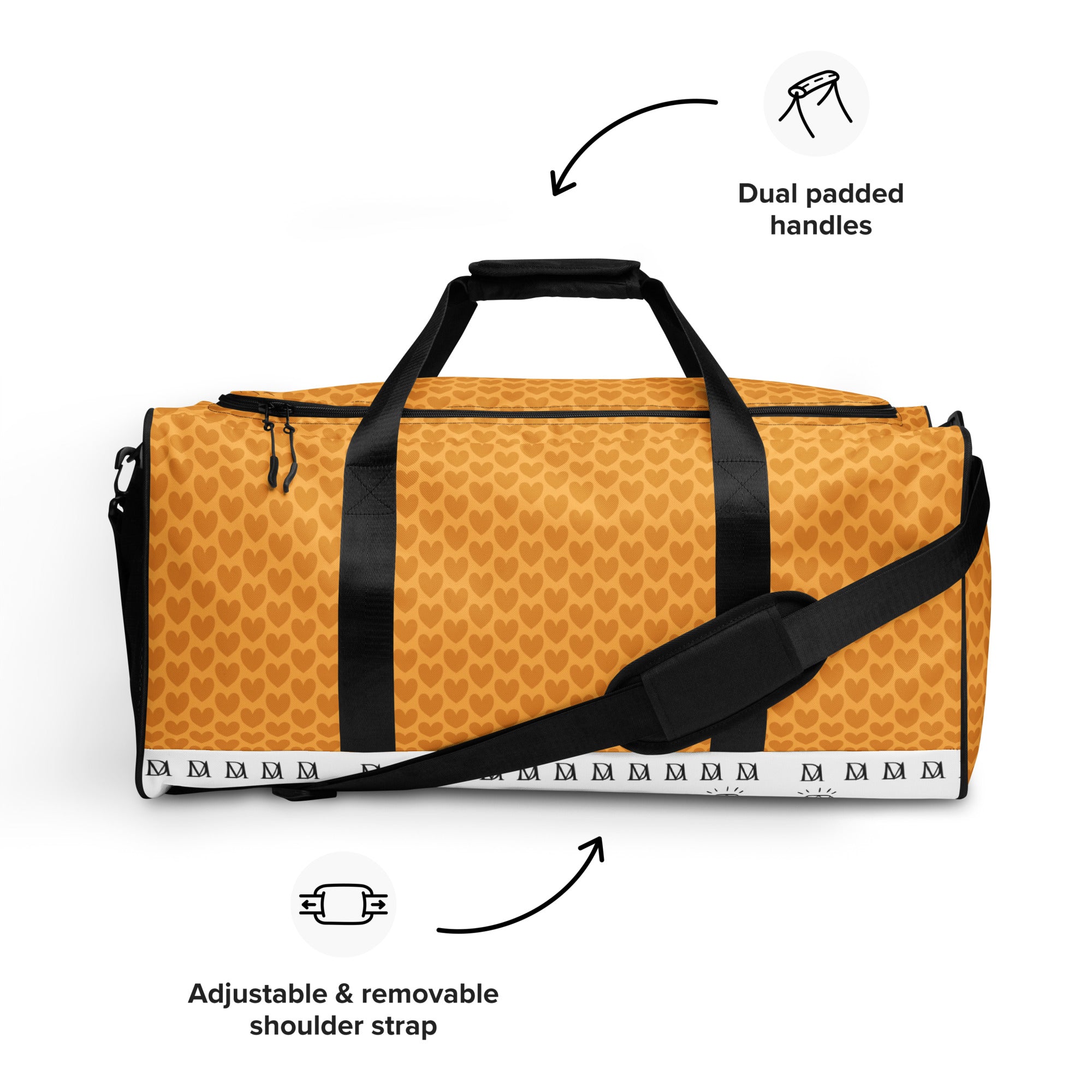 White Heartfelt Artica Blizzard duffle bag by Daemon Luxury with all-over-print design featuring lucciole falo pattern.