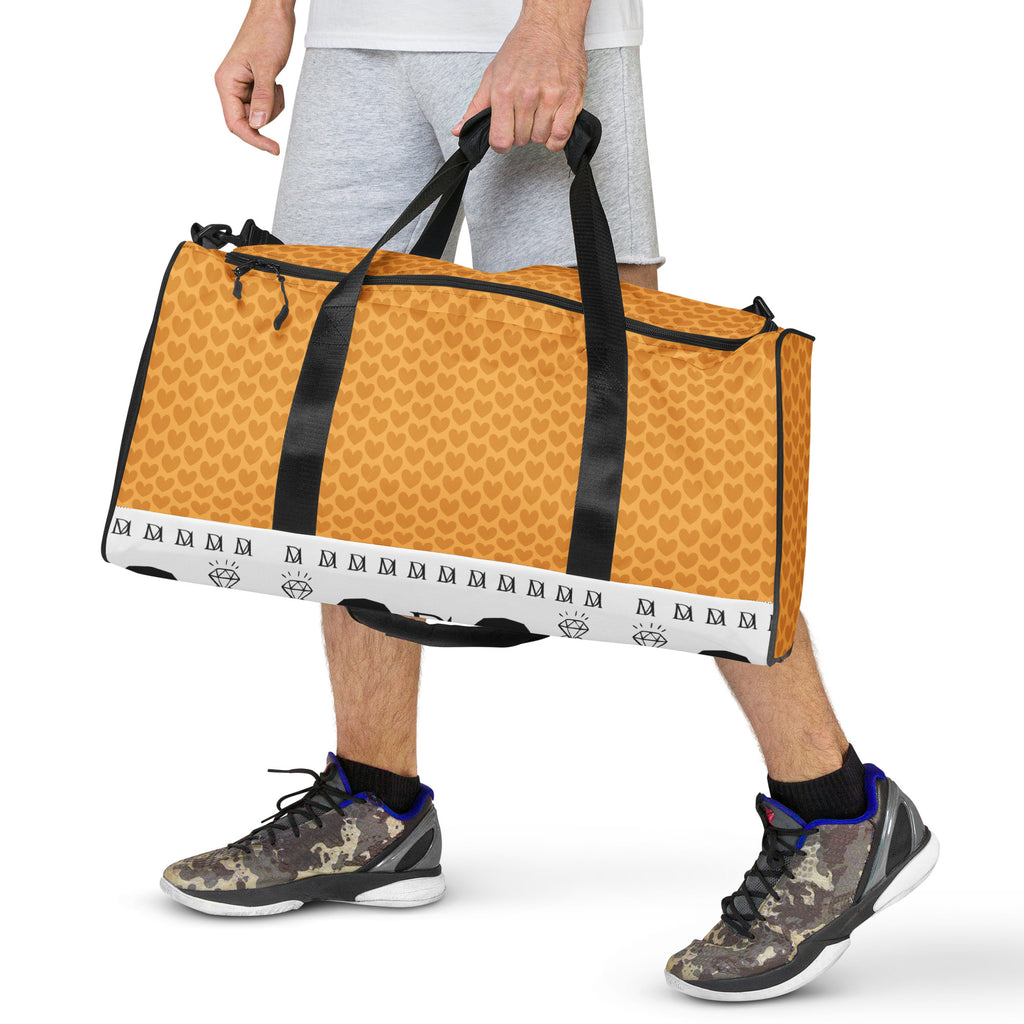 White Heartfelt Artica Blizzard duffle bag by Daemon Luxury with all-over print featuring delicate lucciole and floral design.
