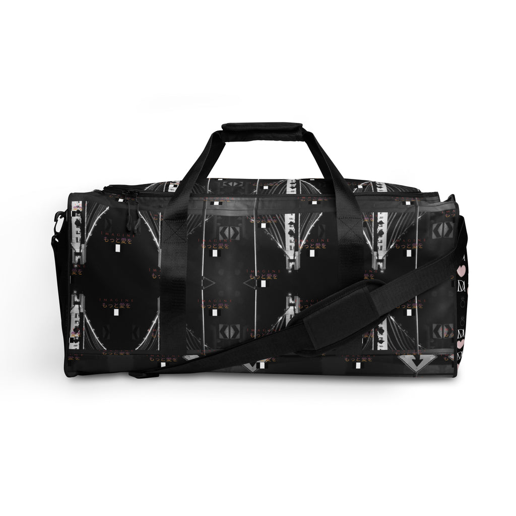 Southgate Borsone duffle bag by Daemon Luxury with all-over white print, featuring sturdy handles and spacious storage.