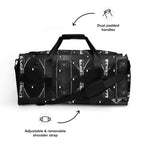 White Southgate Treasured Borsone duffle bag by Daemon Luxury with all-over print and sturdy handles.