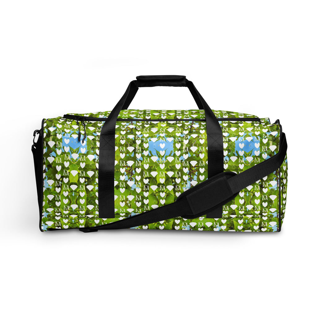 Daemon Luxury Belly Red’s Garden (Rebirth) Borsone duffle bag with all-over white print and floral design.