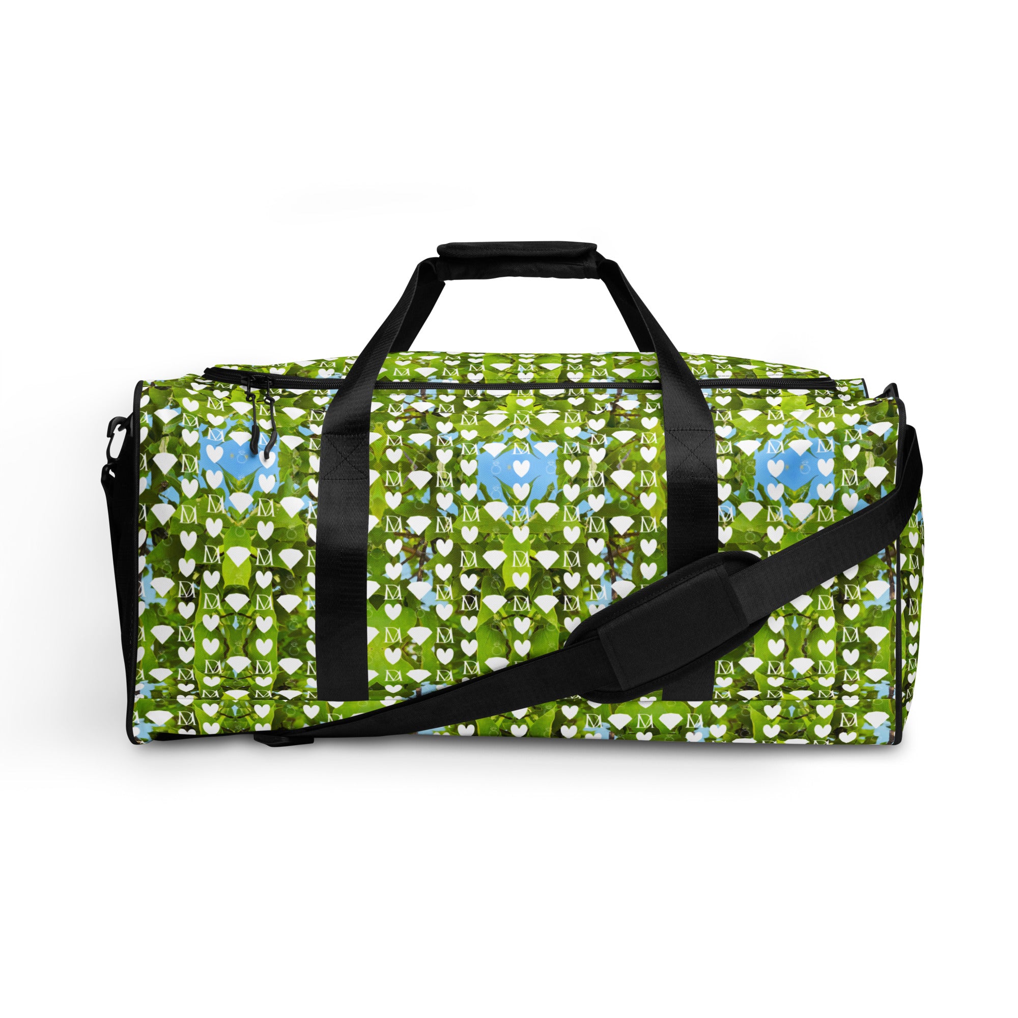 Daemon Luxury Belly Red’s Garden (Rebirth) Borsone duffle bag with all-over white print and floral design.