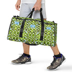 Daemon Luxury Belly Red’s Garden (Rebirth) Borsone duffle bag with all-over print, white background, showcasing floral and artistic design.