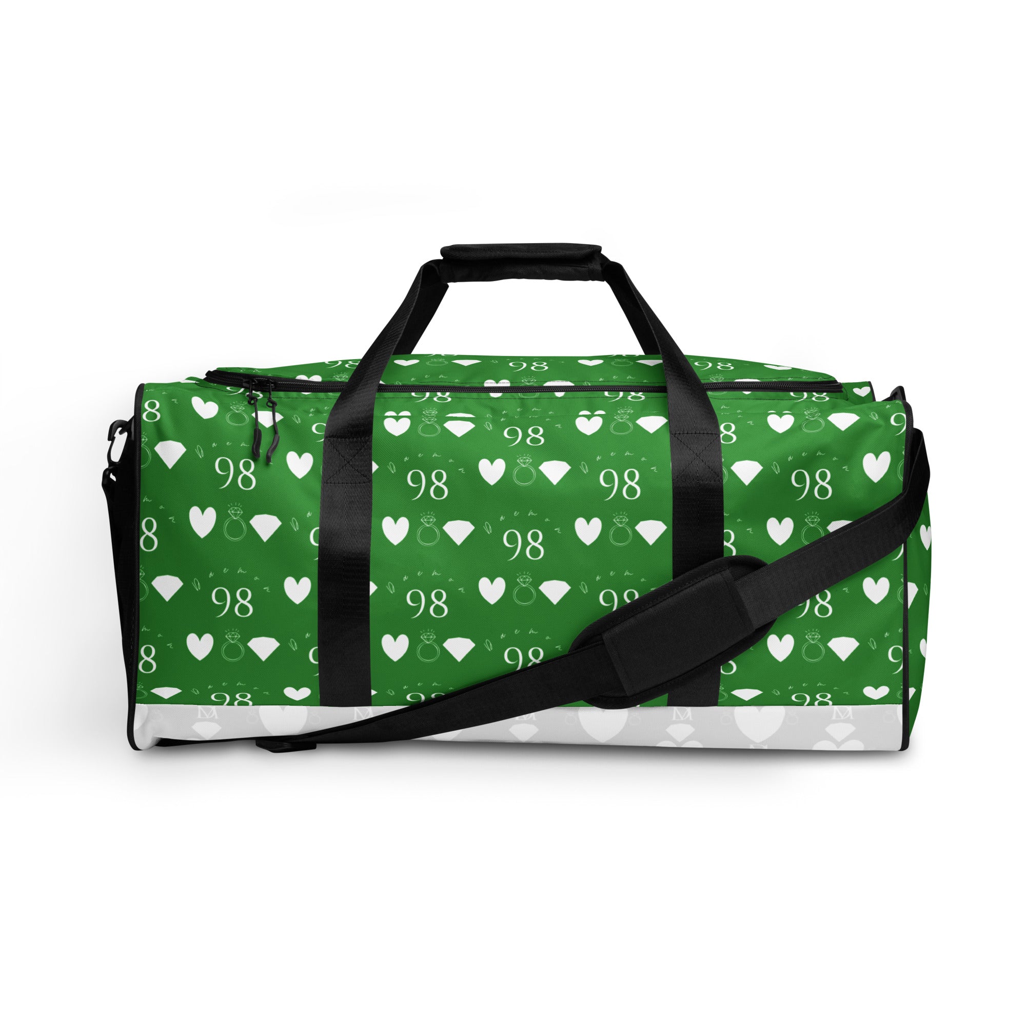 Daemon Luxury Belly Red’s Garden Borsone duffle bag with vibrant all-over floral print on white background