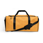 Daemon Luxury Makara Coroner all-over-print duffle bag featuring Lucciole Falò design on white background