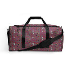 White Carnival Bay da Vinci-inspired print duffle bag from Daemon Luxury with all-over artistic design.