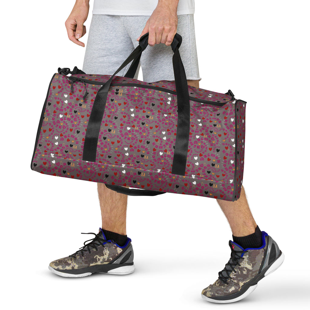 Daemon Luxury Carnival Bay Picasso Mirrors Borsone duffle bag with all-over white print and vibrant mirrored design.