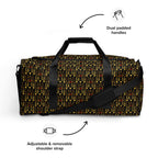 Daemon Luxury Sun Glow California all-over-print duffle bag in white with vibrant sun-themed design on the front.