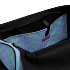 Daemon Luxury Pacifica Illusion oceanic hologram duffle bag with all-over print and white interior pocket.