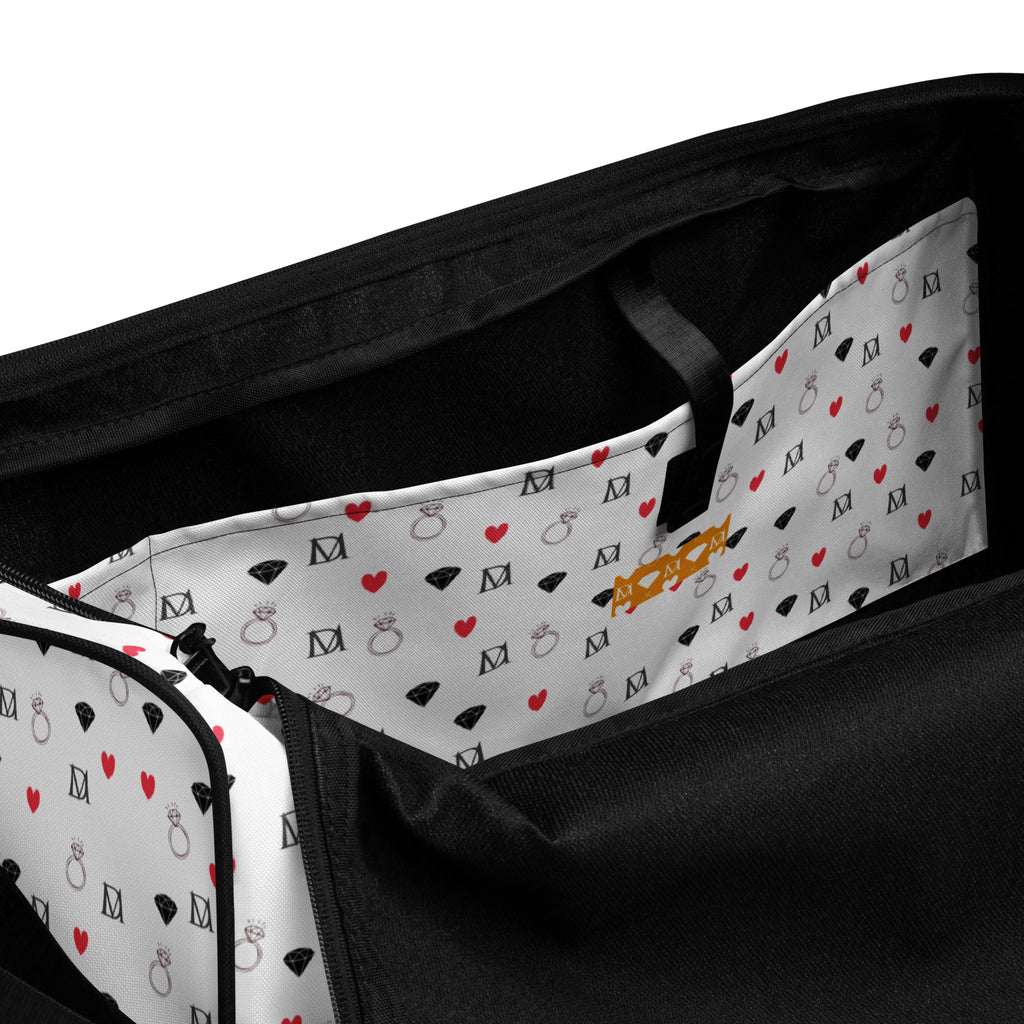 Daemon Luxury Speckled Diamonds Artica Blizzard Borsone duffle bag with all-over print and interior pocket on white background