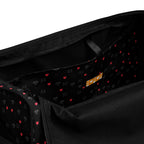 Daemon Luxury Speckled Diamonds NEMESIS Borsone all-over-print duffle bag with white interior pocket, stylish and spacious travel bag