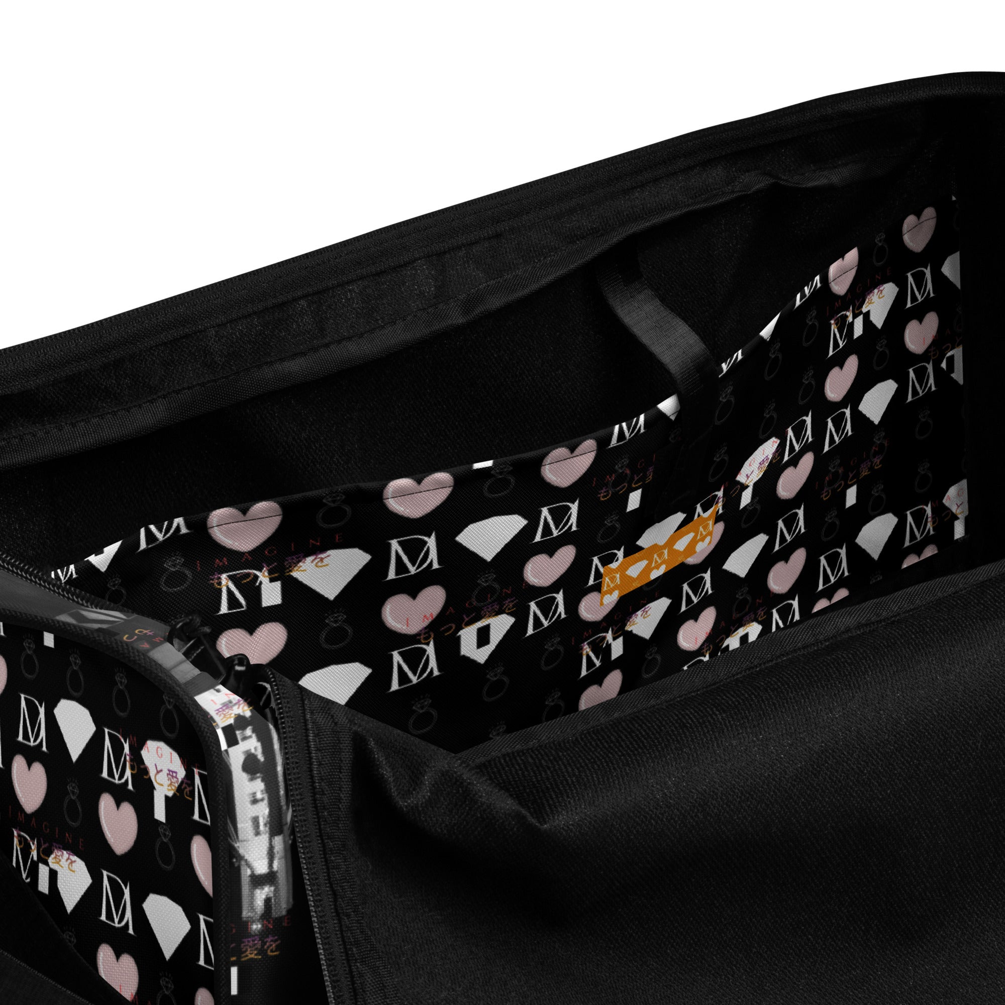 Southgate Treasured Borsone from Daemon Luxury, all-over print duffle bag with white interior pocket and spacious design.