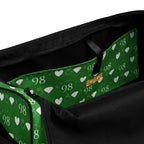 Daemon Luxury Belly Red’s Garden Borsone duffle bag with all-over floral print and white interior pocket for travel and gym use.