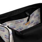 Daemon Luxury Honeybee Intel forecast duffle bag with all-over print, white interior pocket, durable fabric, and versatile design.