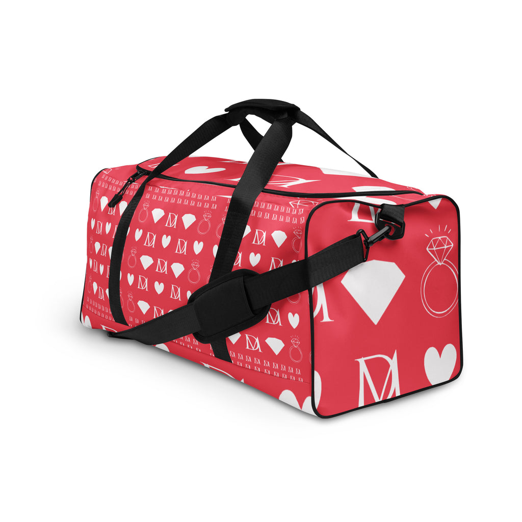 Daemon Frosted Diamonds La Flame Borsone duffle bag with all-over white print on left front side.