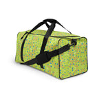 Daemon Luxury Picasso Mirrors Borsone duffle bag with all-over white print, front view showing detailed design and spacious carry area.