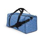 White Speckled Diamonds Minno Harbor duffle bag by Daemon Luxury, all-over-print with stylish pattern and sturdy handles.