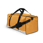 Daemon Luxury Heartfelt Artica Blizzard all-over-print duffle bag featuring white background and detailed design on the left front.