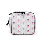 Frosted Hearts Artica Borsone duffle bag with all-over white heart print, stylish and spacious for travel or gym use.