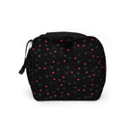 Daemon Luxury Speckled Diamonds NEMESIS duffle bag with all-over white print, showcasing its stylish, spacious design.